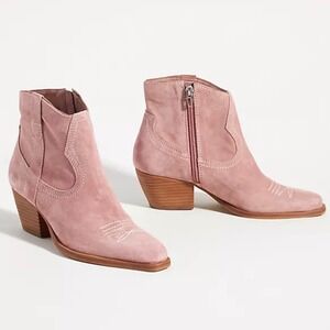 Dolce Vita Pink Rose Suede Leather Slima Western Ankle Booties Boots Women's 10‎